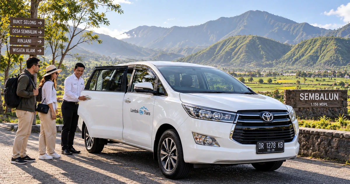 Mobil Lombok Oke Trans untuk perjalanan menuju Sembalun
